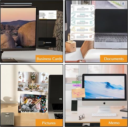 قطعتان من حامل مستندات الشاشة متعدد الوظائف، لوح أكريليك شفاف مع مشابك، لوحة رسائل سطح المكتب للمكتب مع مذكرة لاصقة، رمادي in Kuwait