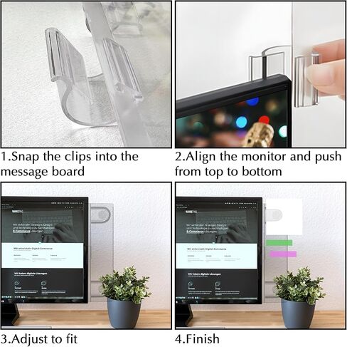قطعتان من حامل مستندات الشاشة متعدد الوظائف، لوح أكريليك شفاف مع مشابك، لوحة رسائل سطح المكتب للمكتب مع مذكرة لاصقة، رمادي in Kuwait