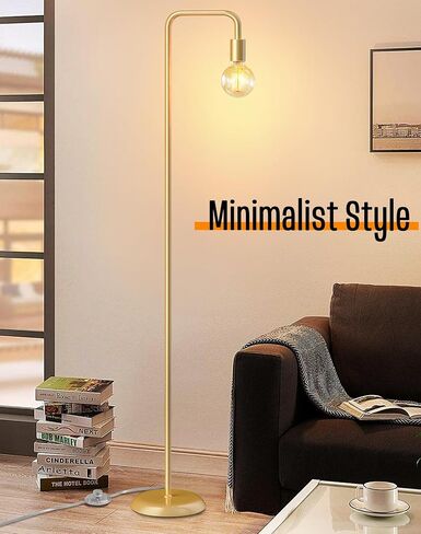 مصباح أرضي صناعي من QiMH لغرفة المعيشة، مصابيح معدنية قائمة للمزرعة، مصباح طويل حديث لديكور المنزل في غرفة النوم (مقبس E26، مفتاح القدم) in Kuwait