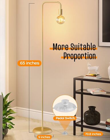 مصباح أرضي صناعي من QiMH لغرفة المعيشة، مصابيح معدنية قائمة للمزرعة، مصباح طويل حديث لديكور المنزل في غرفة النوم (مقبس E26، مفتاح القدم) in Kuwait