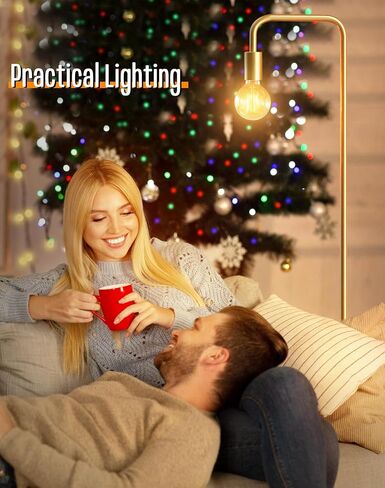 مصباح أرضي صناعي من QiMH لغرفة المعيشة، مصابيح معدنية قائمة للمزرعة، مصباح طويل حديث لديكور المنزل في غرفة النوم (مقبس E26، مفتاح القدم) in Kuwait