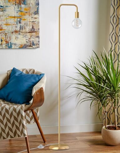 مصباح أرضي صناعي من QiMH لغرفة المعيشة، مصابيح معدنية قائمة للمزرعة، مصباح طويل حديث لديكور المنزل في غرفة النوم (مقبس E26، مفتاح القدم) in Kuwait