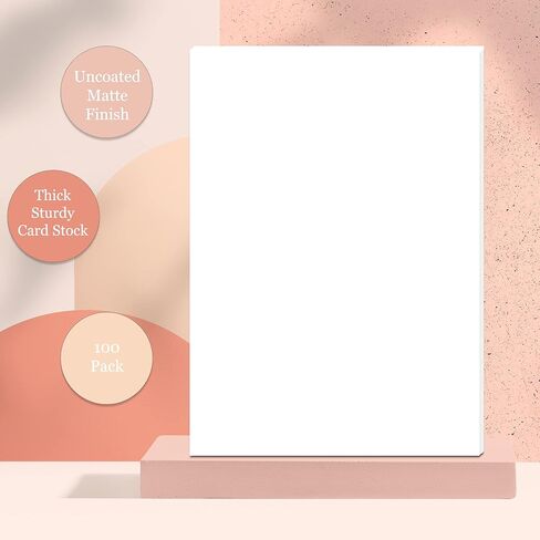 Premium Smooth Matte 4" x 6" Card Stock - Heavyweight 300GSM - White or Recycled - 100 Pack - Made in the U.S.A. (Bright White) in Saudi Arabia