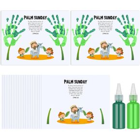 Fullhawl 24 PCS Easter Palm Sunday Handprint Handprint Card Card Craft Kit Kids with Green Green Diy Easter Palm Sunday Handprint Card Homeake Hight