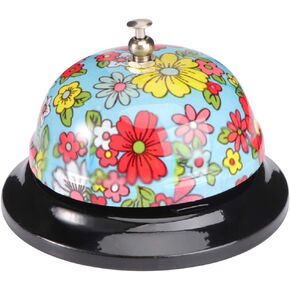 Alipis Floral Call Bell Service Bell Metal Front Desk Bell Ring Bell Decorative Bell for Kitchen Restaurant Bar Hotel Random Style
