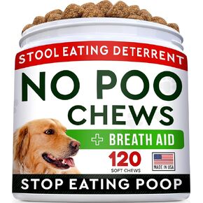 STRELLALAB No Poo Treats - No Poop Eating for Dogs - Coprophagia Stool Eating Deterrent - Digestive Enzymes - Gut Health & Immune Support - Stop Eating Poop - 120ct