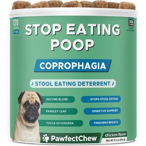 No Poop Eating for Dogs - Stop and Prevent Coprophagia - Dog Poop Eating Deterrent & Prevention - Digestive Enzymes + Probiotics for Gut Health - Breath Freshener - 120 Chews