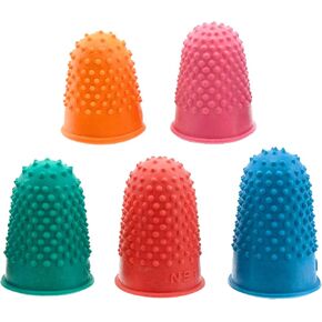 Medsuo 5 PCS Rubber Thimbles for Finger Tips Protection, Small Finger Paper Grip Finger Cover Protector Pad Thimble for Paperwork Money Counting Cutting Knitting Sewing Crafts