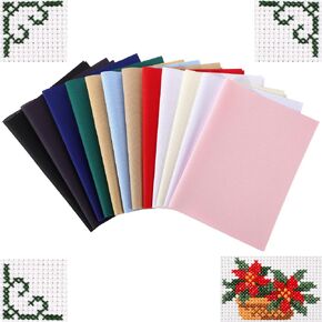 12 Pcs Aida Cloth 12 Color 14 Count Cross Stitch Fabric DIY Cross Stitch for Embroidery DIY Handmade Art Craft, 12 x 18 inch