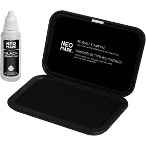 Medium Stamp Pad Kit (1oz Ink Included)-2.8"x 4.3", Magnetic Lid, Premium Quality Felt Stamp Pad (Black)
