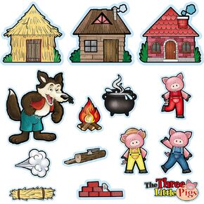 Peryiter 14 Pcs Three Little Pigs Felt Board Story Sets Precut Figures Visuals Felt Story Board Pieces for Bible Stories Play Activity