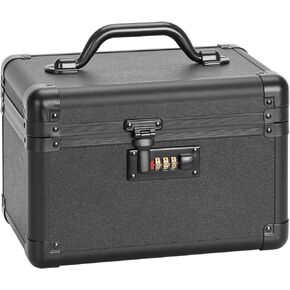 Combination Lock Box - 11.2x7.4x6.8 Inch Medium - Security Lock Boxes for Medicine, Locking Storage Box for Personal Items Passports and Documents, Lockable Lockbox for Office Business, Black