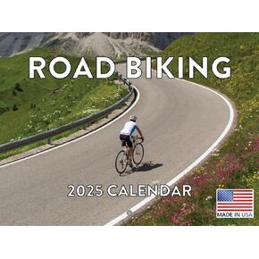 Road Biking Calendar 2025 Bicycle Cycling Monthly Wall Calender 12 Month | American Made In The USA