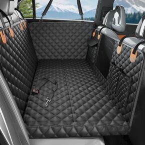 Back Seat Extender for Dogs,Dog Car Seat Cover Hard Bottom for Back Seat, Waterproof Dog Car Hammock for Car Back Seat with Mesh Window & Pocket, Pet Back Seat Cover Holds 400lbs for Car SUV and Truck
