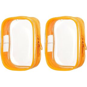 uxcell 2 Pcs 3.74x2.76 Inch Clear Figure Display Bag, PVC Portable Small Dolls Storage Bag, Zipper Closure Carrying Display Case Pouch for Collectibles (Square Bright Pink)