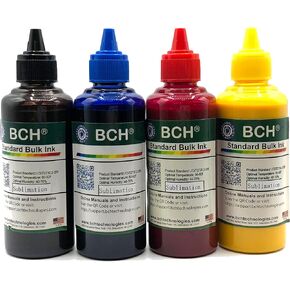 Standard Sublimation Ink Refill Ink - 4-Color Pack for Epson, EcoTank & Workforce Printers - High-Transfer, Fade-Resistant Ink for Mugs, T-Shirts, and More