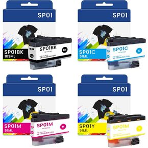 SP1 SP-1 SP01 Sublimation Ink Cartridge SP01BKS SP01CS SP01MS SP01YS Ink Cartridge Replacement for Brother Thermo Sublimation SP-1 Inkjet Printer Ink 4-Pack (Black, Cyan, Magenta, Yellow)