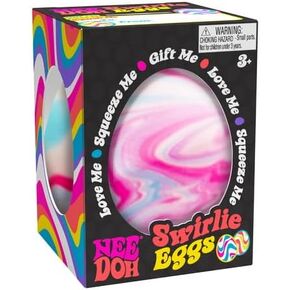 Schylling NeeDoh Swirlie Egg - Sensory Squeeze Toy - Satisfying Dough Filling - 2.5" Tall - Color May Vary (Pack of 1)