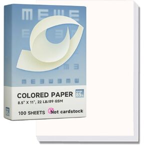 Cream Copy Printer Paper ، 100 ورقة 22 رطل 8.5 × 11 حجم الحروف ، ورق عاجي السمك العالمي ، ورق طابعة ملونة لصنع ورق الطباعة المكتبي (CC-02)
