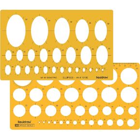 Circle Template Stencil Ellipse Oval Triangle Square Hexagon Geometry Shapes Templates For Drawing Rulers Technical Drafting Stencils Engineering Architecture (Circle & Ellipse Combination)