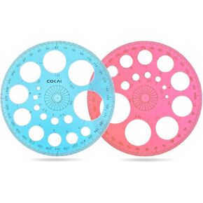 2Pcs Circle Template for Drawing, Plastic Circle Stencil Geometric Circle Ruler for Drafting Painting, Large Small Circle Drawing Tool for School Office Supplies