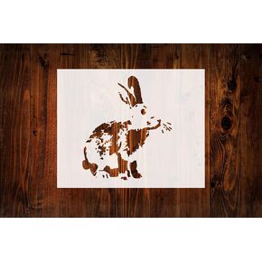 Detailed Bunny Rabbit Custom Stencil, Reusable & Sturdy, 11" x 8.5" for Art, Crafts & DIY Projects