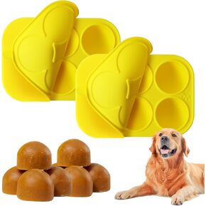2Pcs 6 Cavities Dog Treat Molds with Lid Compatible with Woof Pupsicle and Power Chewer Pupsicle, Silicone Molds for Dog Frozen Treats, Reusable Tray for Making Refill Treats for The Pupsicle Toy