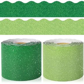 Whaline 131.2ft St. Patrick's Day Bulletin Board Borders Glitter Green Die-Cut Tril
