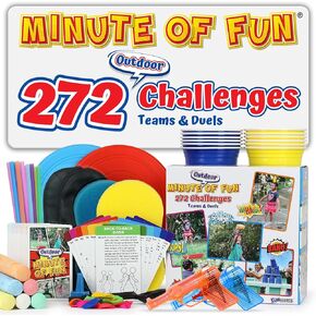 Funwares Minute of Fun Outdoor Game - 272 Minute to Win It Games, Backyard Birthdays, Home Parties, Family Fun, Activities for Teens, Camping, Travel. Most Contents to Play are Included, 2-12 Players
