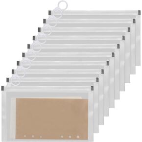 FYY 10PCS Plastic Envelopes - Clear Poly Zip Envelopes File Folders Bag, Translucent A6 Size Bill Wallet with Zipper Booklet Wallet for Office Supplies, 8.66 x 5.12 Inches, Clear