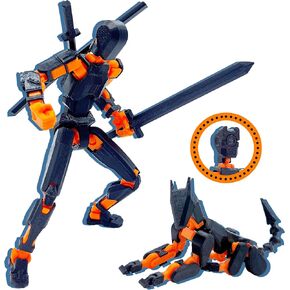 (Assembly Completed) T13 Action Figure Set, 3D Printed Toys Robo 13 Action Figure,Dummy 13 Titan 13 Action Figure (Black + Orange)