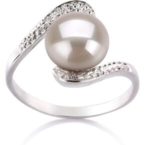 Chantel White 9-10mm AA Quality Freshwater 925 Sterling Silver Cultured Pearl Ring For Women