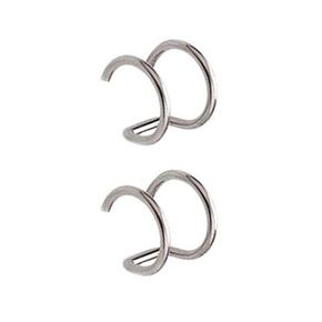 2 Silver Double Nose Ring Lip Ring Fake Piercing Fake Hoops