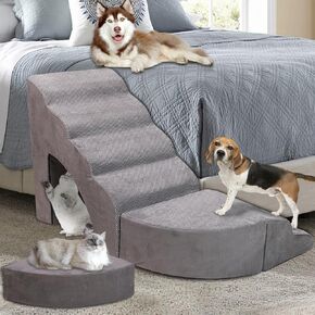 Dog Stairs & Steps for High Beds 30-36 inches High Tall, LitaiL 30inch 7 Steps Pet Stairs/Steps for High Beds Large Dogs, Non-Slip Dog Ramps for Small Dogs, for Older Cats