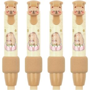 Capybara Retractable Click Eraser, 4 PCS Cute Pen Shaped Erasers, Press Type Mechanical Eraser for Kids Boys Girls Students Painting Writing School Supply Stationery