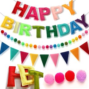 لافتة عيد ميلاد سعيد قبل الشوط ، شعرت كرة عيد ميلاد سعيد ، زخارف عيد ميلاد قوس قزح ديكور عيد ميلاد الحفل الراية ، وألوان متعددة الأسلوب المثلث المثلث بيلز قوس قزح بونتينج