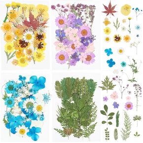 128Pcs Dried Pressed Flowers for Resin Molds, Bulk Natural Dried Leaves,Real Natural Bulk Dry Floral Leaves for DIY Art Crafts, Resin Candle Jewelry Making Nails Decors Gifts Phone Case