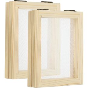 PATIKIL 4"x5" A7 Wooden Paper Making Screen, 2 Pack Paper Making Mould Papermaking Mould Deckle Printing Frame for DIY Paper Craft Tool Dried Flower Handcraft, Natural Color