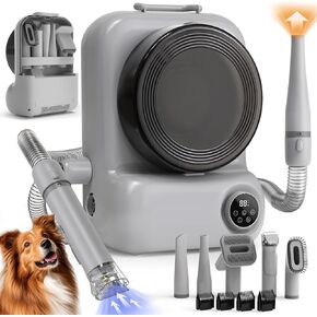 Pet Grooming Vacuum and Dryer for Dogs with 3L Large Canister, Dog Grooming Vacuum Able to Store All Attachments, Powerful 15000Pa Suction Dog Vacuum for Shedding Grooming, White