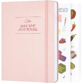 JUBTIC Blank Recipe Book to Write in Your Own Recipes, Personal Cook Books to Write in and Hardcover Recipe Notebook with 2 colorful stickers for Family Recipes(A5, Pink)