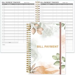 Bill Payment Tracker Notebook - Monthly Bill Organizer & Planner for Personal Budgeting Financial, Payments Checklist Organizer, 5.8" x 8.5", Teal Floral
