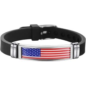 United States Of America Flag Bracelet Silicone Chain Wristband Souvenir, USA Fashion Handmade Bracelet For Man & Woman Special Day's Gift and 4th of July, Flexible size