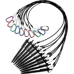 Lewtemi 10 Sets 24 Inch Pen Leash Pen Silicone Lanyard Holder for Clipboard Notebook Office Supplies (Black)