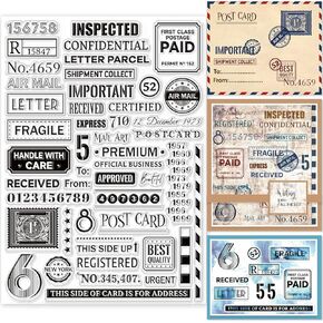 GLOBLELAND Vintage Air Tickets Clear Stamps Postmarks Postage Postcards Silicone Clear Stamp Seals for Cards Making DIY Scrapbooking Photo Journal Album Decoration, 11.7x8.3inch/29.7x21cm
