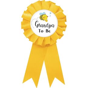 Grandpa To Bee Tinplate Badge Pin, Bee Grandpa to Be Pin for Men, Bee Gender Reveal Brooch Button Pin, Yellow Rosette New Grandpa Button for Baby Shower/Newborn Baby Party Celebration
