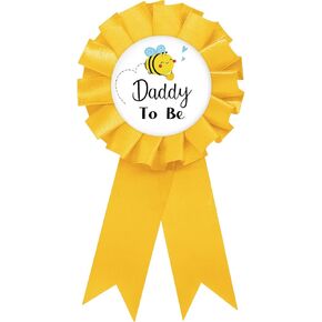 Daddy to Bee Tinplate Badge Pin, Bee Daddy to Be Pin for Men, Bee Gender Reveal Brooch Button Pin, Yellow Rosette Daddy to Bee Button for Baby Shower/Newborn Baby Party Celebration