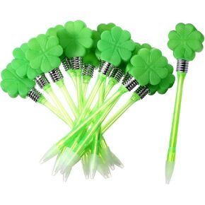 Zonon St. Patrick's Day Pens Shamrock LED Ballpoint Pens Four Leaf Clover Flashing Black Gel Ink Pen Glow in the Dark Pens Birthday Graduation Presents Party Favors Office Supplies(12 Pieces)