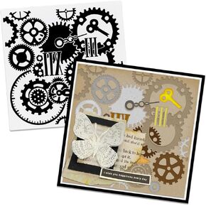 Habbiful Gear Embossing Folders for Card Making, 3D Textured Clock Plastic Embossing Folder DIY Craft Template Folders for Scrapbooking Photo Album Supplies