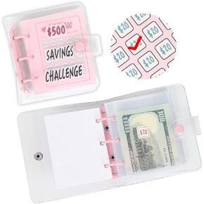 $500 Savings Challenge Binder,Mini Money Saving Challenge Mini Budget Binder with Cash Envelopes Reusable Budget Book with Cash Envelopes Envelope Savings Challenge