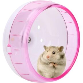 Hamster Wheel, Hamster Silent Roller Plastic Super Silent Roller Exercise Running Wheel Toy Hamster Wheel Silent for Small Pets Hamster Guinea Pig (Pink)